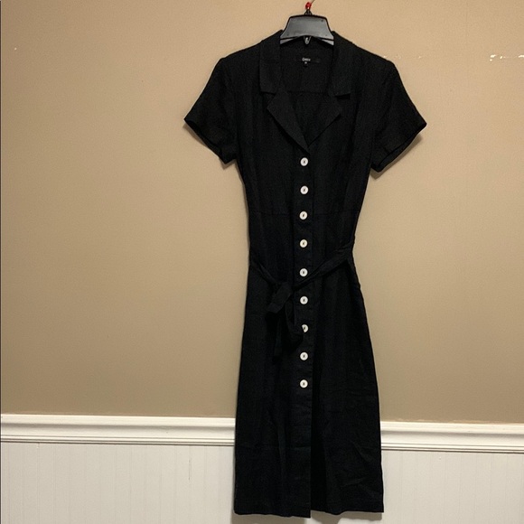 Quince Dresses & Skirts - Quince Women’s 100% European Linen Button Front Black Midi Dress Size Small